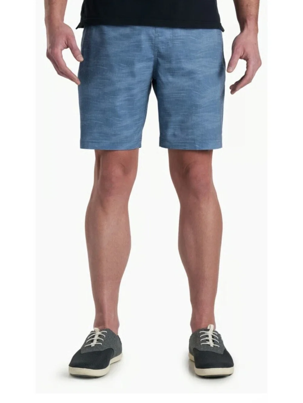 Kuhl Getaway Shorts Mens Sz Large Oceanview Wave Blue Hemp Blend Quick Dry Beach